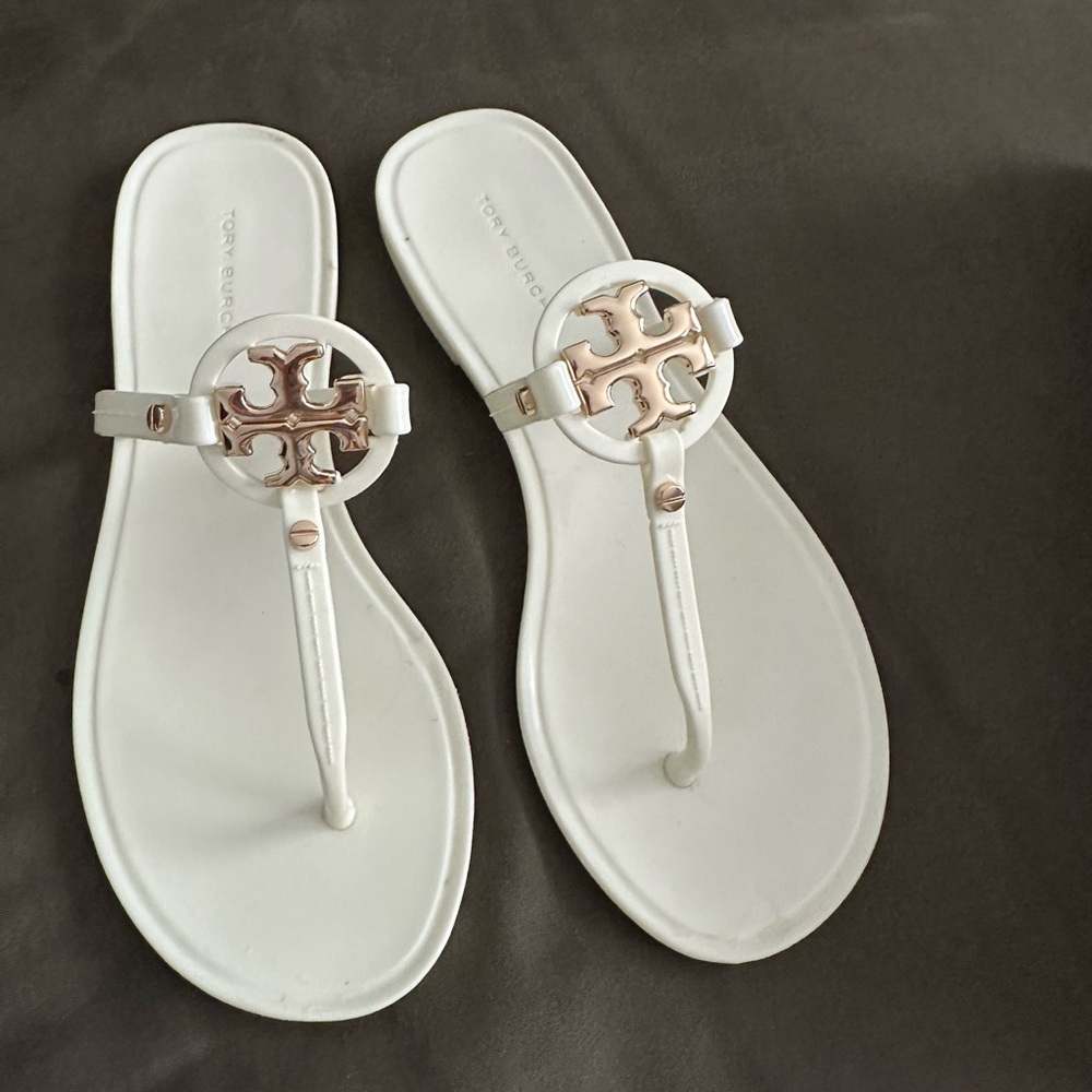 Tory Burch White Miller Sandals Elegant Summer Style